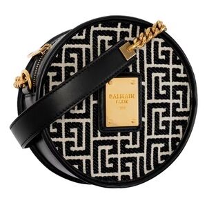 Balmain Canteen Black/Ivory Jacquard Logo Bag